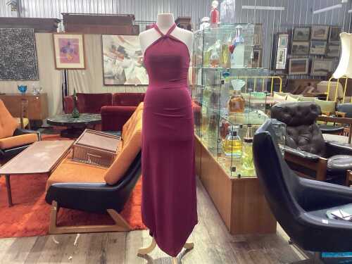 Perfect Stranger Isla halter twist maxi dress in burgundy, size 4