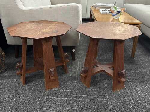 Pair of octagonal timber side tables
