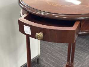 French-style marquetry inlaid round side table - 4