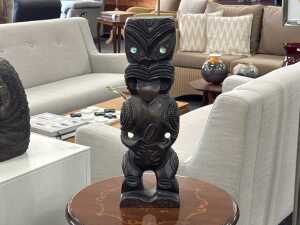 Traditional Maori carved timber Tekoteko guardian figure