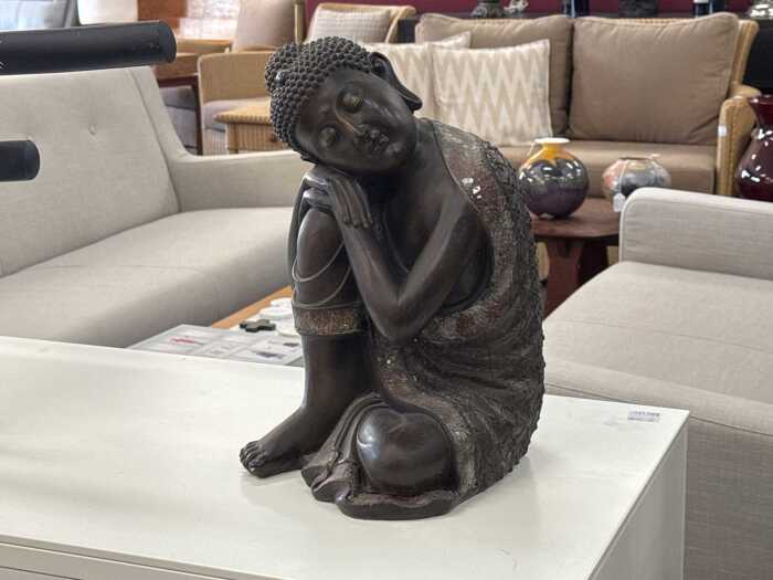Resting Buddha decorative bronze-look statue