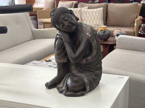 Resting Buddha decorative bronze-look statue