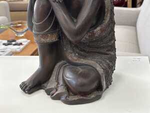 Resting Buddha decorative bronze-look statue - 3