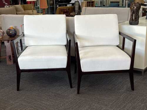 Pair contemporary upholstered armchairs