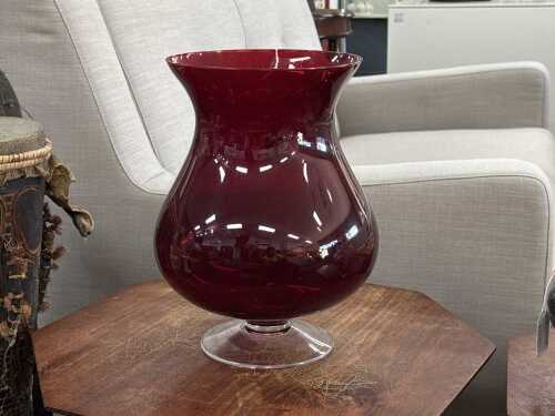 22 · Ruby glass hurricane candle holder