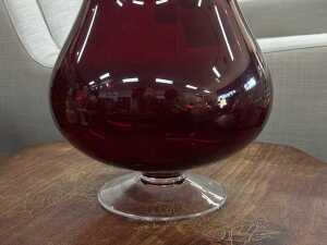 Ruby glass hurricane candle holder - 2