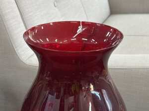 Ruby glass hurricane candle holder - 3