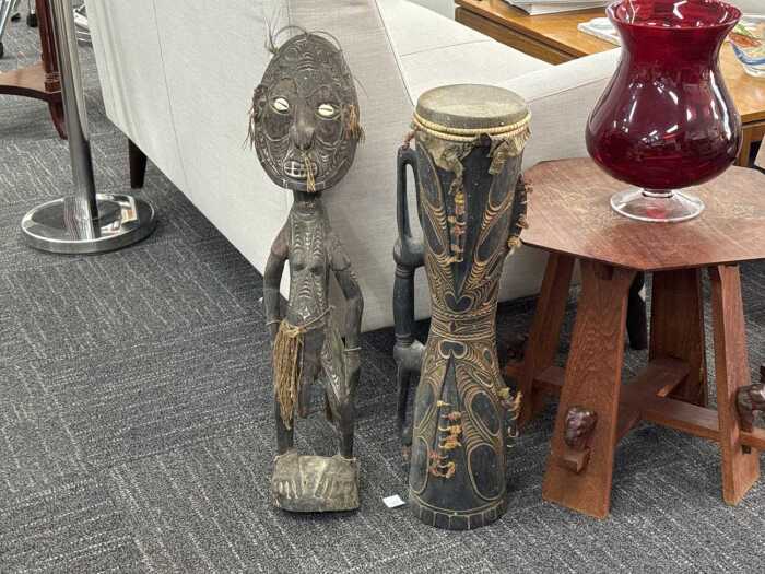 Two Papua New Guinea timber decorative items