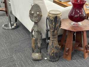 Two Papua New Guinea timber decorative items