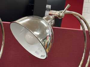 Pair of Bloomingdales arc table lamps in chrome-look metal - 3