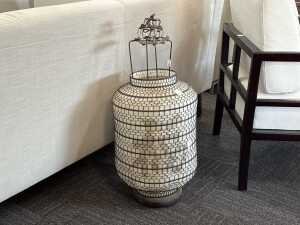 Chinese woven wire hanging lantern with cotton lining