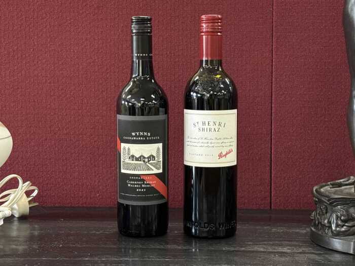 Two bottles of red wine 750mL including Penfolds St Henri Shiraz 2018