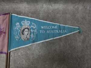 Two commemorative Queen Elizabeth II Australian Royal Visit pennant flags - 2