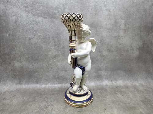 Copeland Spode porcelain cherub figure with blue gilded decoration