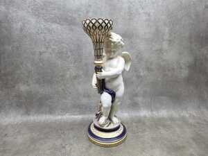 Copeland Spode porcelain cherub figure with blue gilded decoration