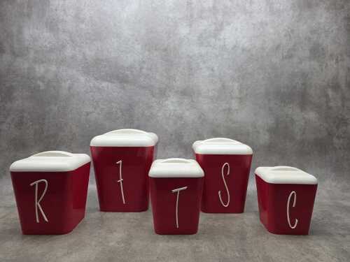 Set of five Gayware mid-century kitchen canisters