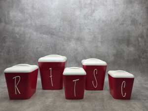 Set of five Gayware mid-century kitchen canisters