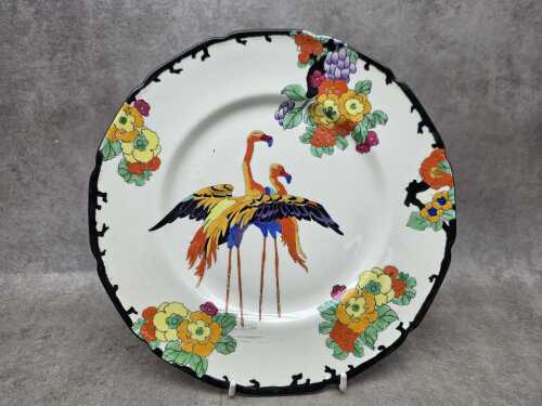 Royal Doulton Mandarin Ware hand painted flamingos series plate C. 1920