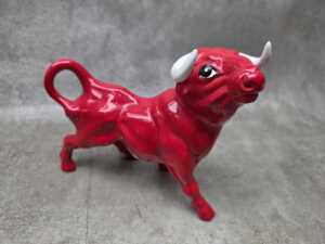 Two mid-century red glazed porcelain bull figures - 4