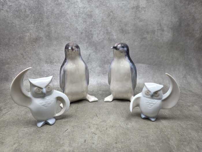 Two pairs of ceramic bird figures