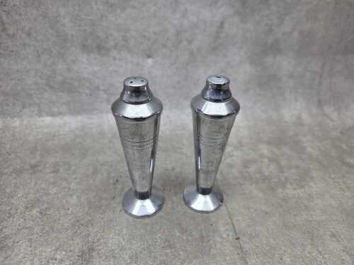 Art Deco silver plated salt and pepper shakers