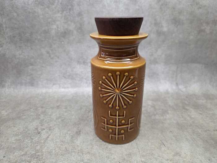 Portmeirion 'Totem' mid-century ceramic canister in honey brown