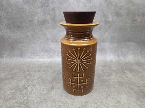 Portmeirion 'Totem' mid-century ceramic canister in honey brown