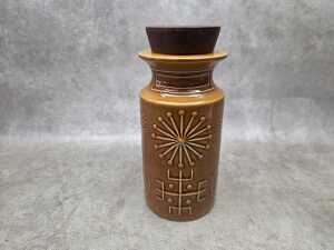 Portmeirion 'Totem' mid-century ceramic canister in honey brown