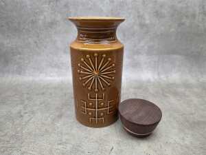 Portmeirion 'Totem' mid-century ceramic canister in honey brown - 4