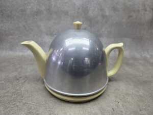 Art Deco lemon glazed ceramic teapot with felt-lined aluminium cosy - 5