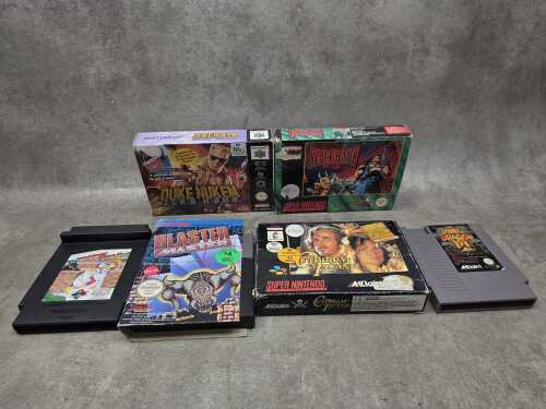 Six video games, including Nintendo 64, Sunsoft for NES