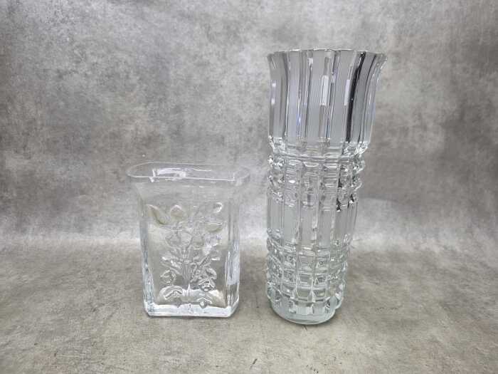 Two European clear glass vases