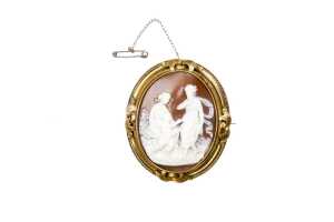 Rolled gold cameo brooch