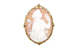 An antique rolled gold shell cameo brooch - 2