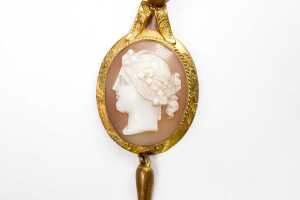 A pair of antique rolled gold cameo set earrings - 2