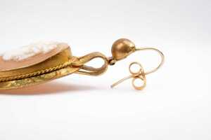 A pair of antique rolled gold cameo set earrings - 4