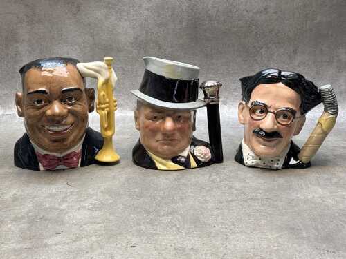 Three Royal Doulton 'The Celebrity Collection' porcelain character jugs
