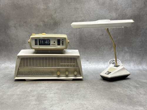 Retro electronics including Sanyo flip alarm clock