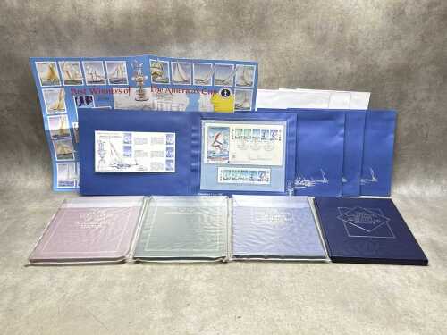 Four Australia Post yearbooks and America's Cup folders signed by Dennis Connor