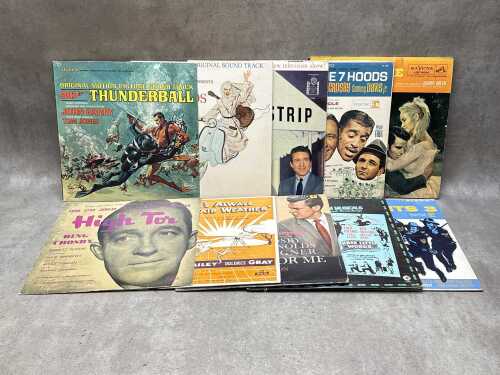 Ten soundtrack vinyl records, including The Singing Nun, Thunderball