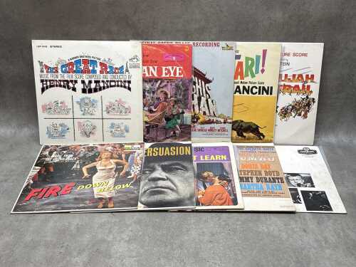 Ten soundtrack vinyl records, including The Great Race