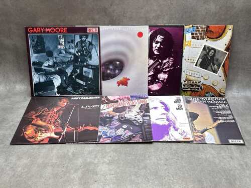 Eight Blues Rock vinyl records, including Gary Moore