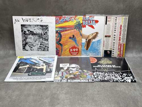 Seven Australian Rock vinyl compilation records, including A-Reefer-Derci