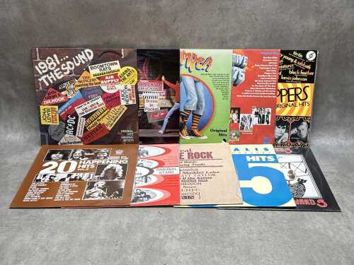 Ten Rock and Pop vinyl compilation records, including Great Aussie Rock