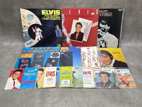 Elvis Presley vinyl records, including six 7" singles