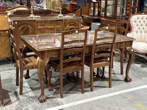Seven-piece dining suite with glass top