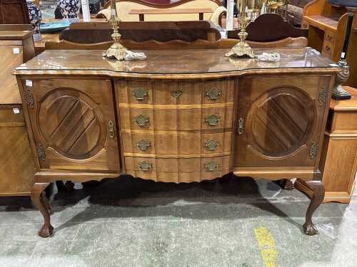 Sideboard with shaped glass top
