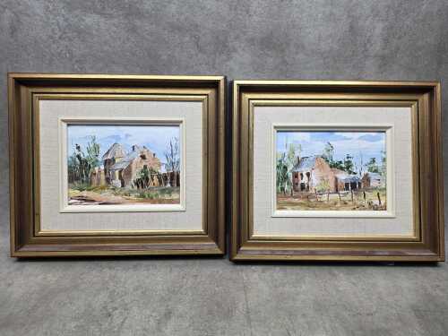 M. Craig, Australian bush homesteads (2). Two oil paintings on board