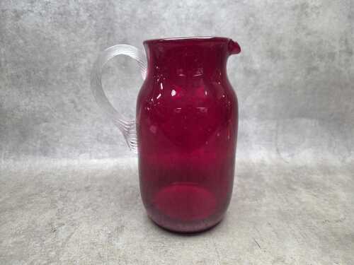 Whitefriars ruby and clear glass jug.
