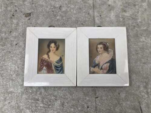 Pair of antique framed miniature portraits